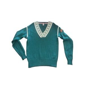 DALE OF NORWAY Womens Sz Large VTG Green White Wool Knit Sweater-see Description